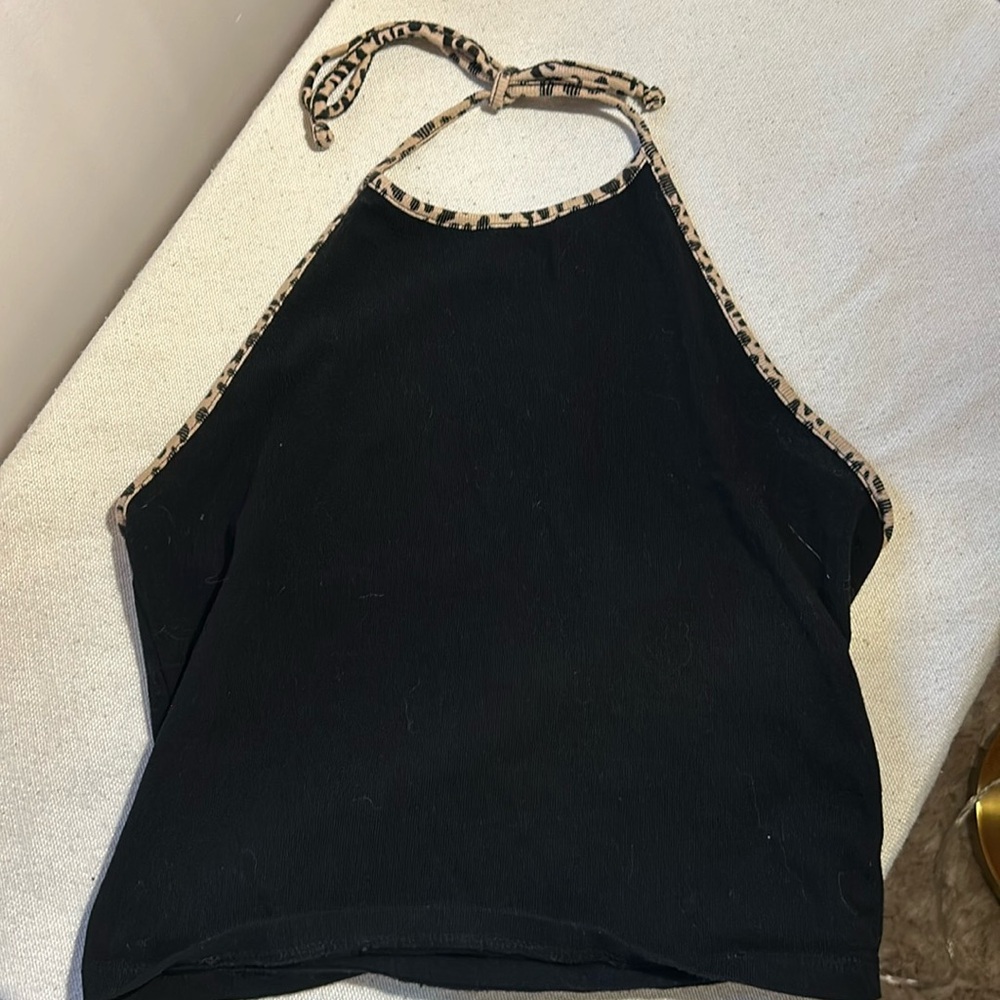 Brandy Melville cheetah print halter crop top